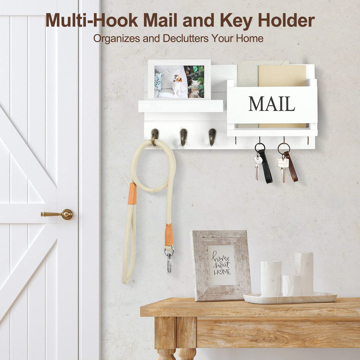 Lwenki wall mount hardware and flush mounting design for clean look.