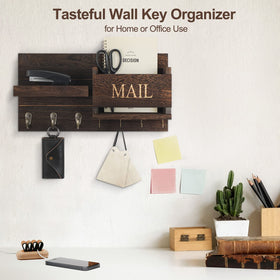 Natural wood texture and black stain complement farmhouse decor.