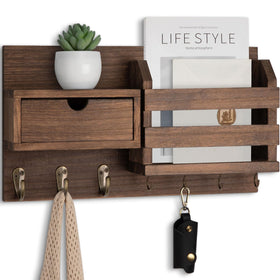 Lwenki wall mount key holder with seven hooks keeps essentials organized by the door.