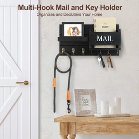 Lwenki wall-mounted mail organizer close-up highlights sturdy Paulownia wood.