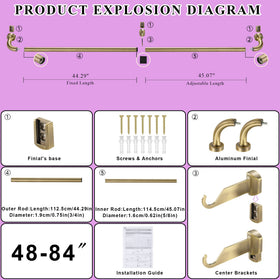 Lwiiom brackets and rod offer sturdy support for long curtains