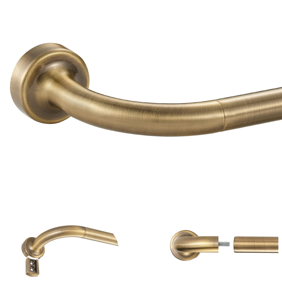 Lwiiom antique bronze disc rod wrap-around design for seamless curtain coverage