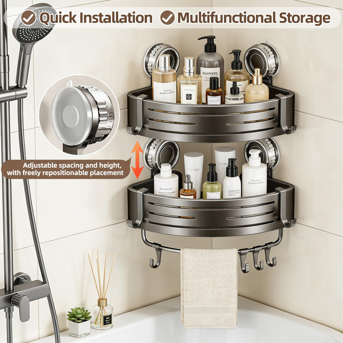 Rust-proof aluminum construction resists humidity for long-lasting storage.
