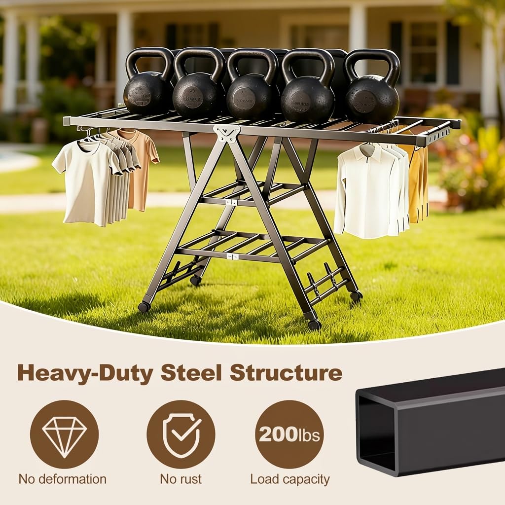 Foldable design of LxBrillxiant drying rack for compact storage.