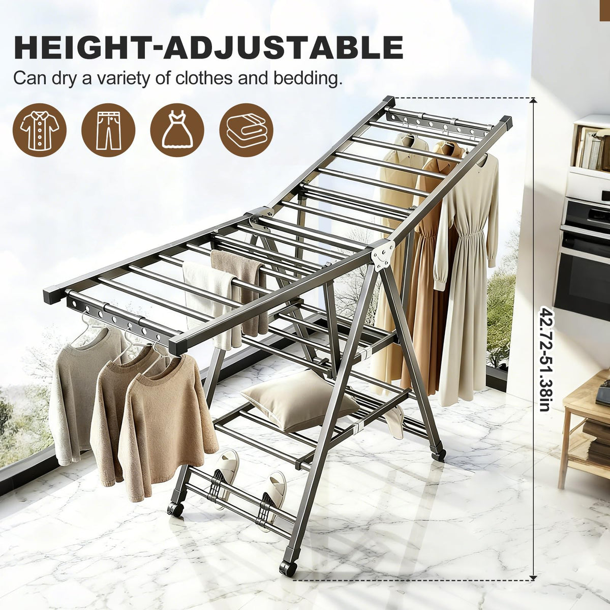 Length of 5.9 feet on LxBrillxiant provides ample room for long garments.