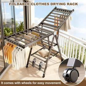 Vertical storage design on LxBrillxiant rack maximizing hanging space.