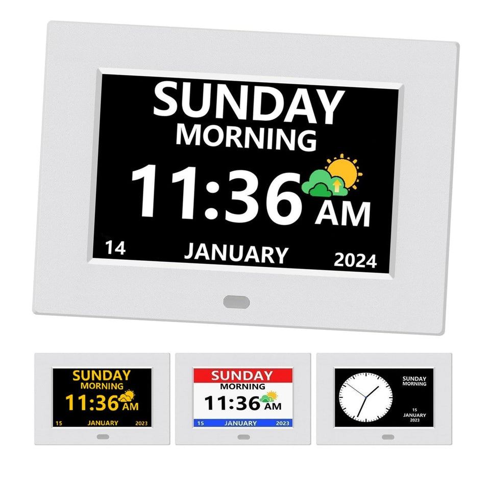 LXBYJKJ 7-Inch digital clock front view with large time display for easy reading.