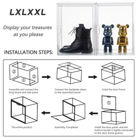 LXLXXL Cosmetics and collectibles storage ready on a shelf.