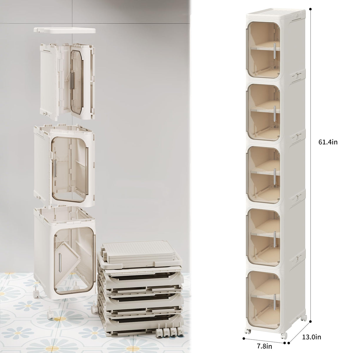 LXLXXL four-shelf capacity cabinet stores towels and supplies neatly