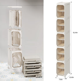 LXLXXL four-shelf capacity cabinet stores towels and supplies neatly