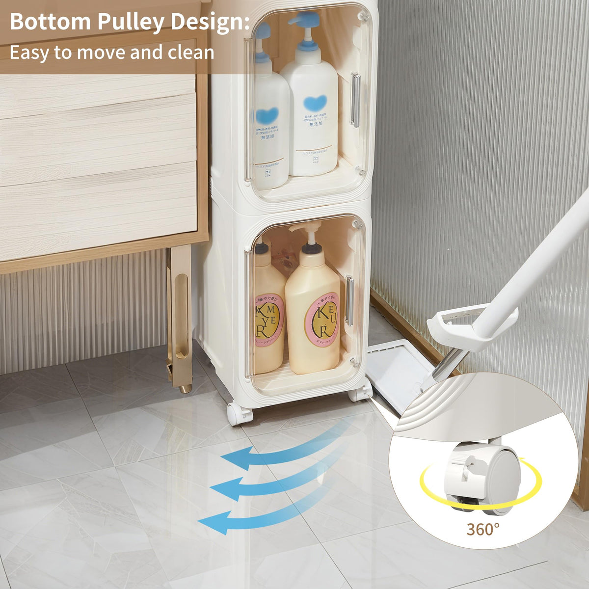 LXLXXL narrow storage cabinet with wheels enables easy movement