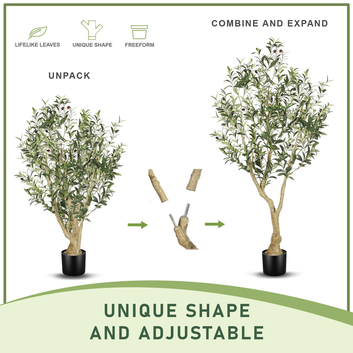 LYERSE Olive Tree 5ft dense leaves bring lush greenery to any room.