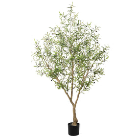LYERSE 7ft olive tree with olive branch detail for elegant interior decor.