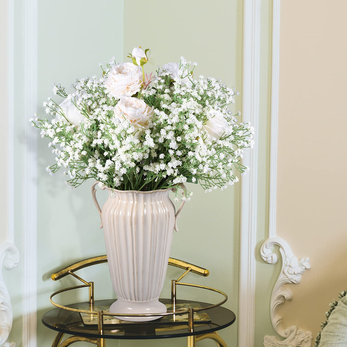 LYLYFAN wedding ceremony decor using soft white gypsophila.