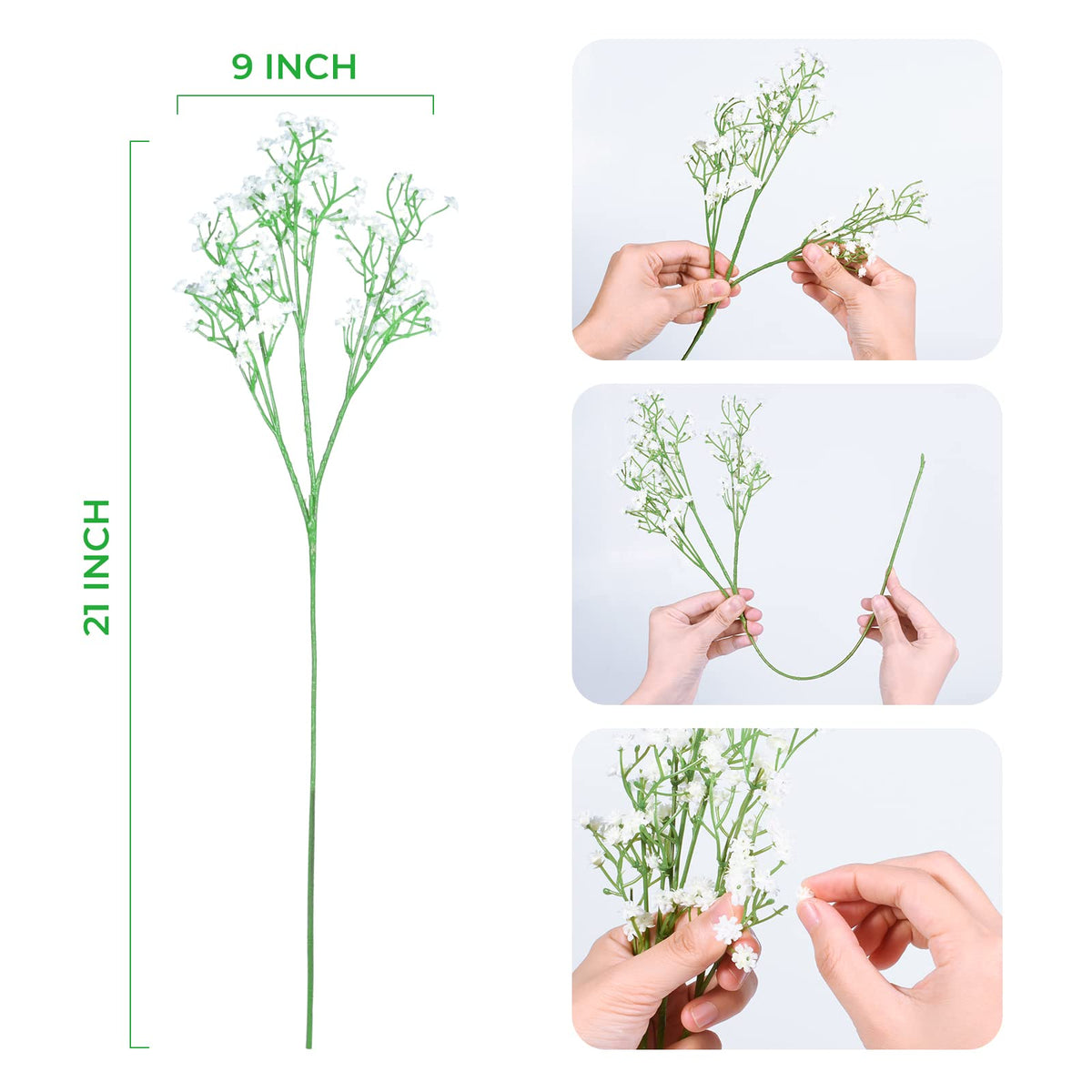 LYLYFAN white gypsophila flower heads for delicate decor.