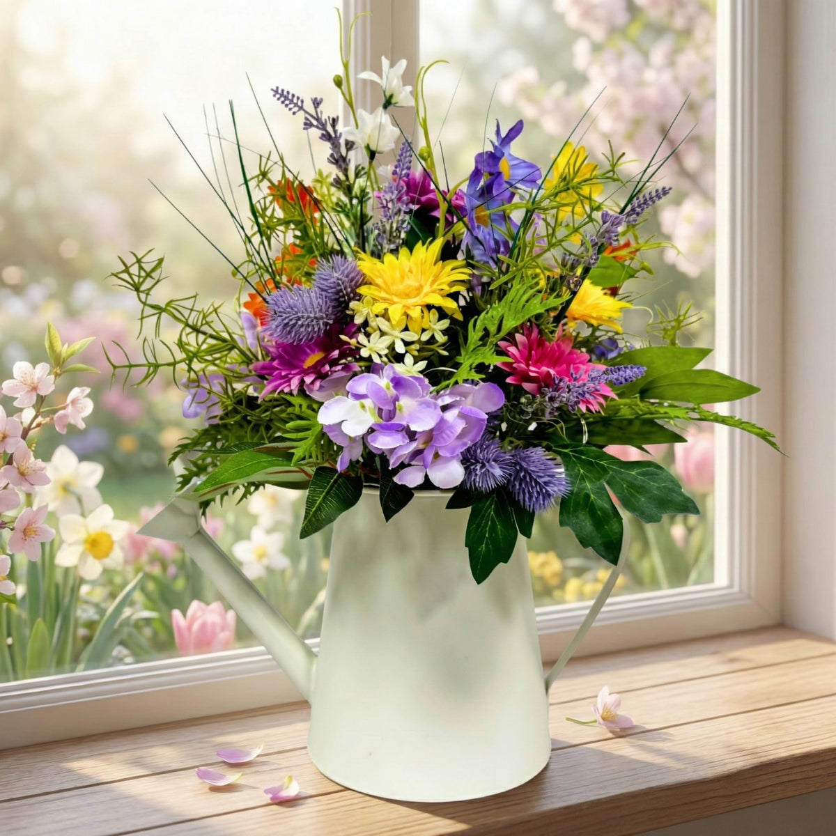 Lnymura wildflower mix featuring daisies, lavender, orchids for colorful room accents.