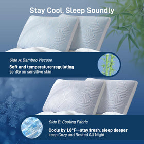 Set of 2 pillows, queen size, ideal for side, back or stomach sleepers.