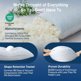 Lyralith memory foam pillow contouring to head and neck