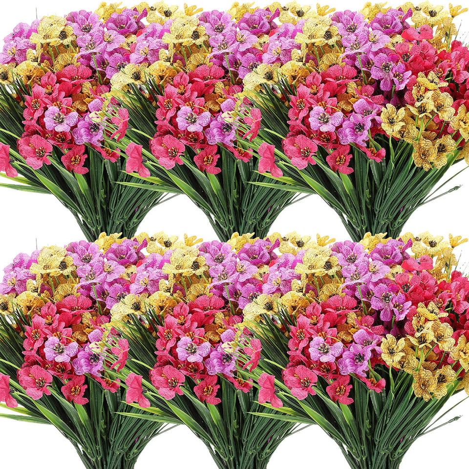 Lyrow violet artificial flowers for vivid outdoor display with UV resistance.