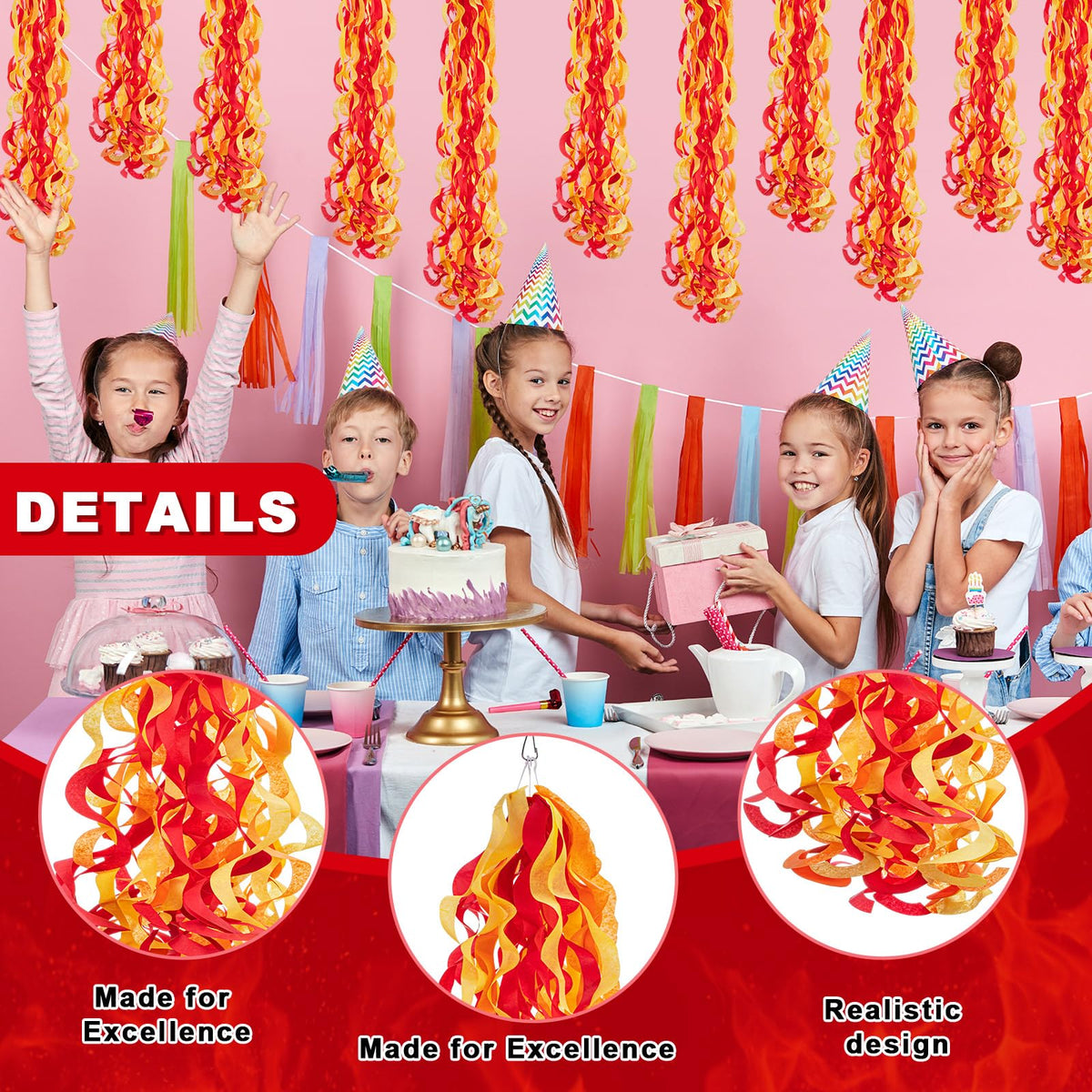 Lyrow firefighter celebration decor 86cm swirls create eye-catching accents.