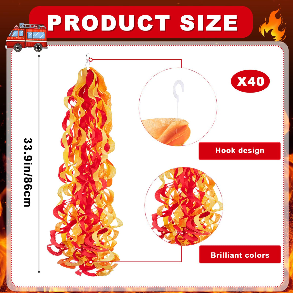 Lyrow fireman party decor swirls set enhances venue ambiance.