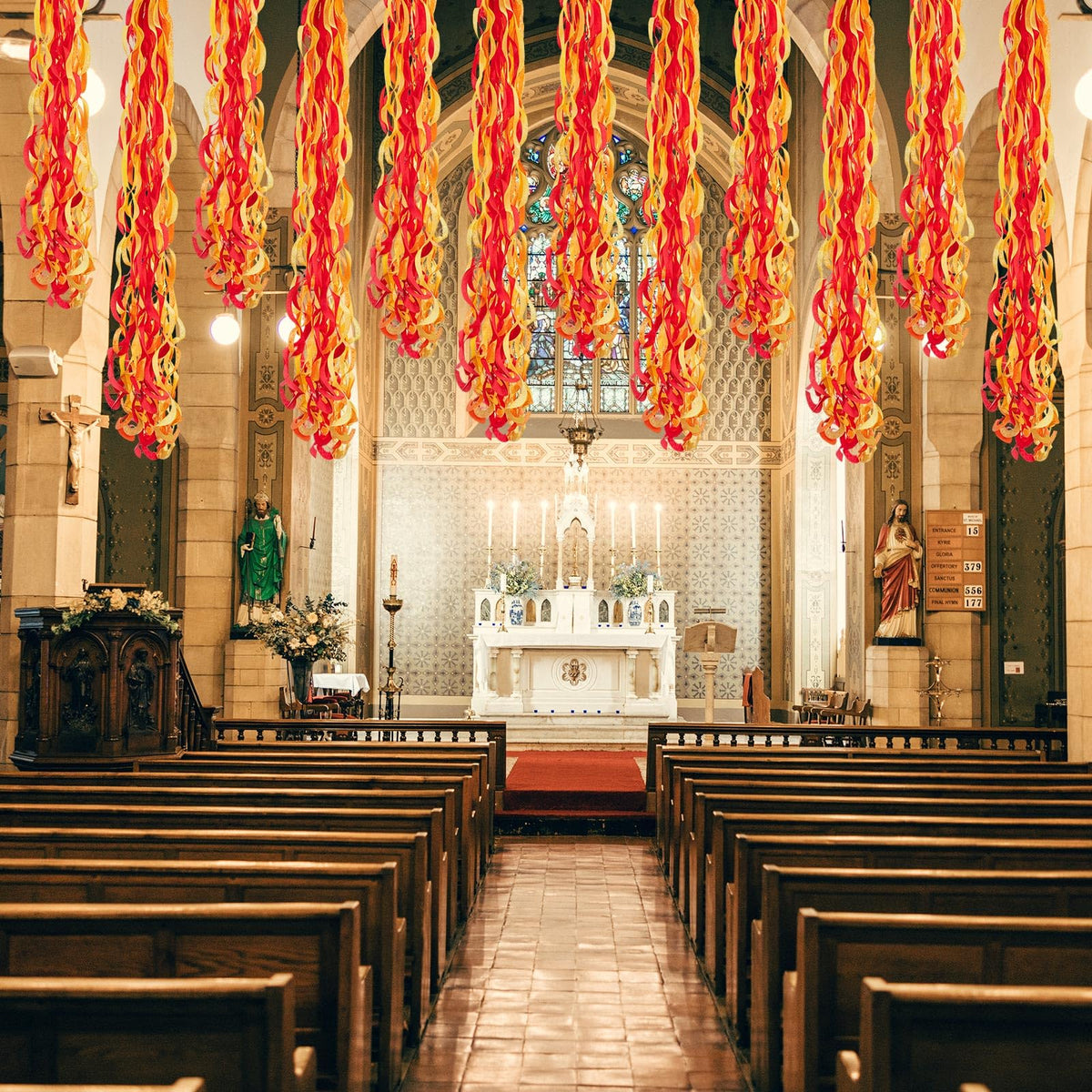 Lyrow fireman Pentecost decor swirls for archways and windows.