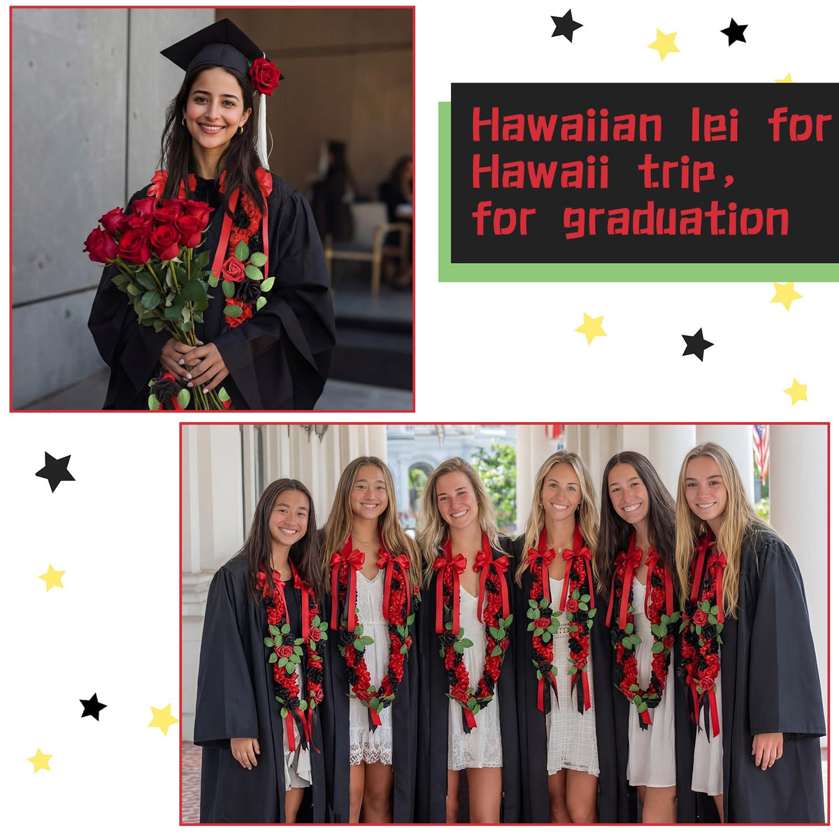 Lyrow 50-inch graduation lei supports standout photo moments.