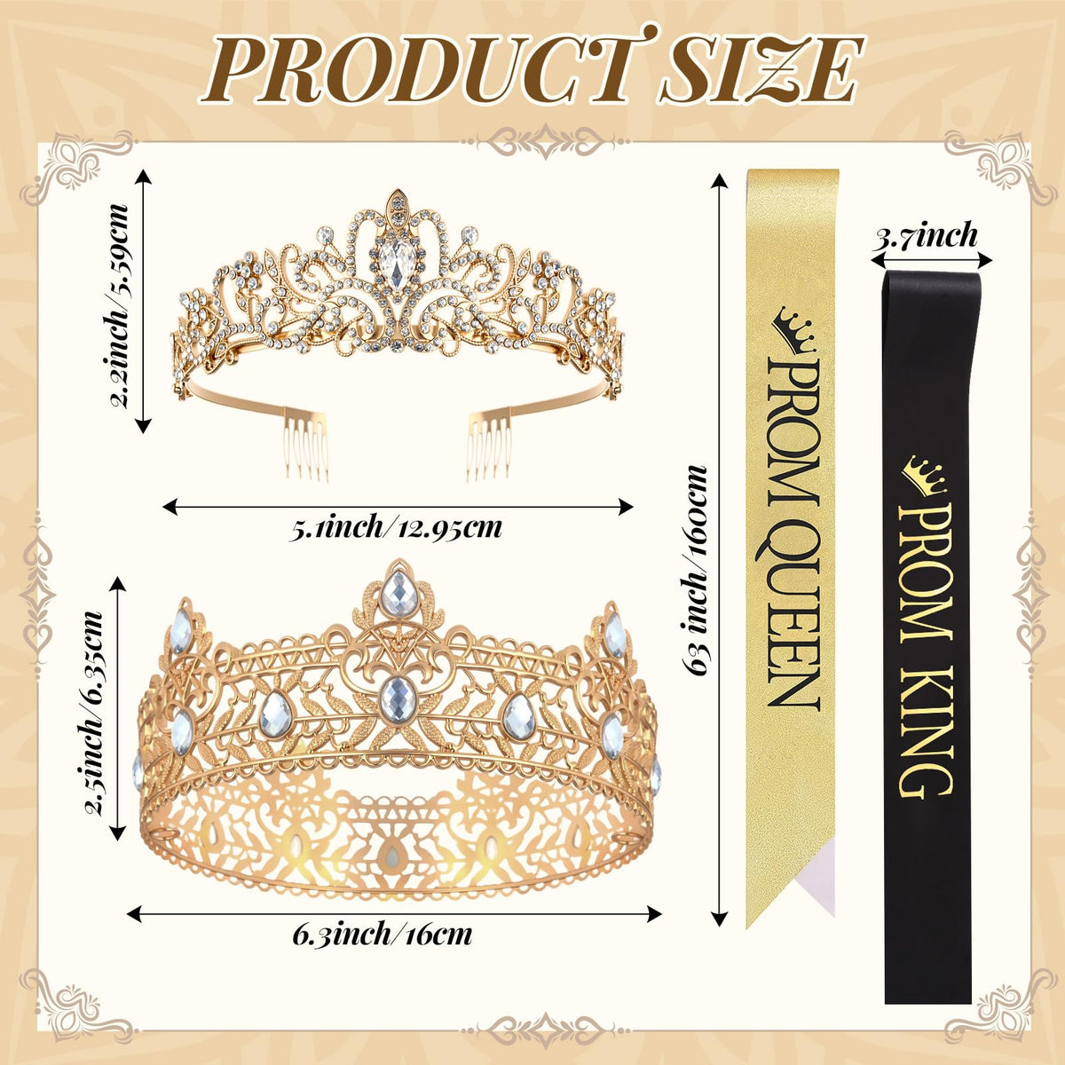 Lyrow crown rhinestones sparkle for dazzling prom night selfies.