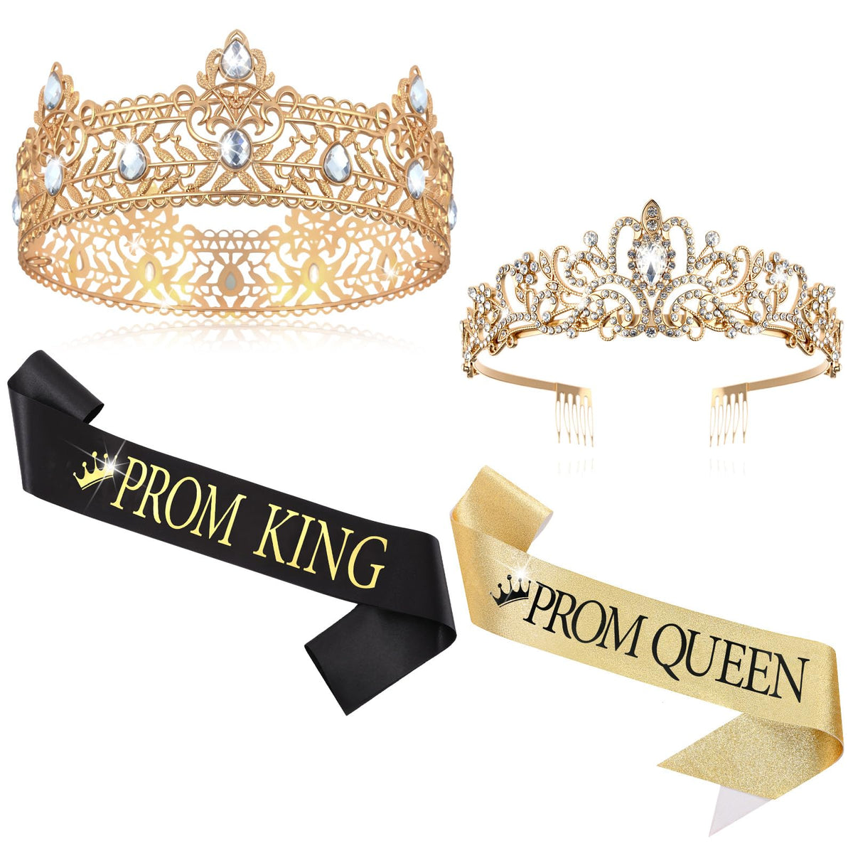 Lyrow prom king crown with rhinestones for standout photos at celebrations.