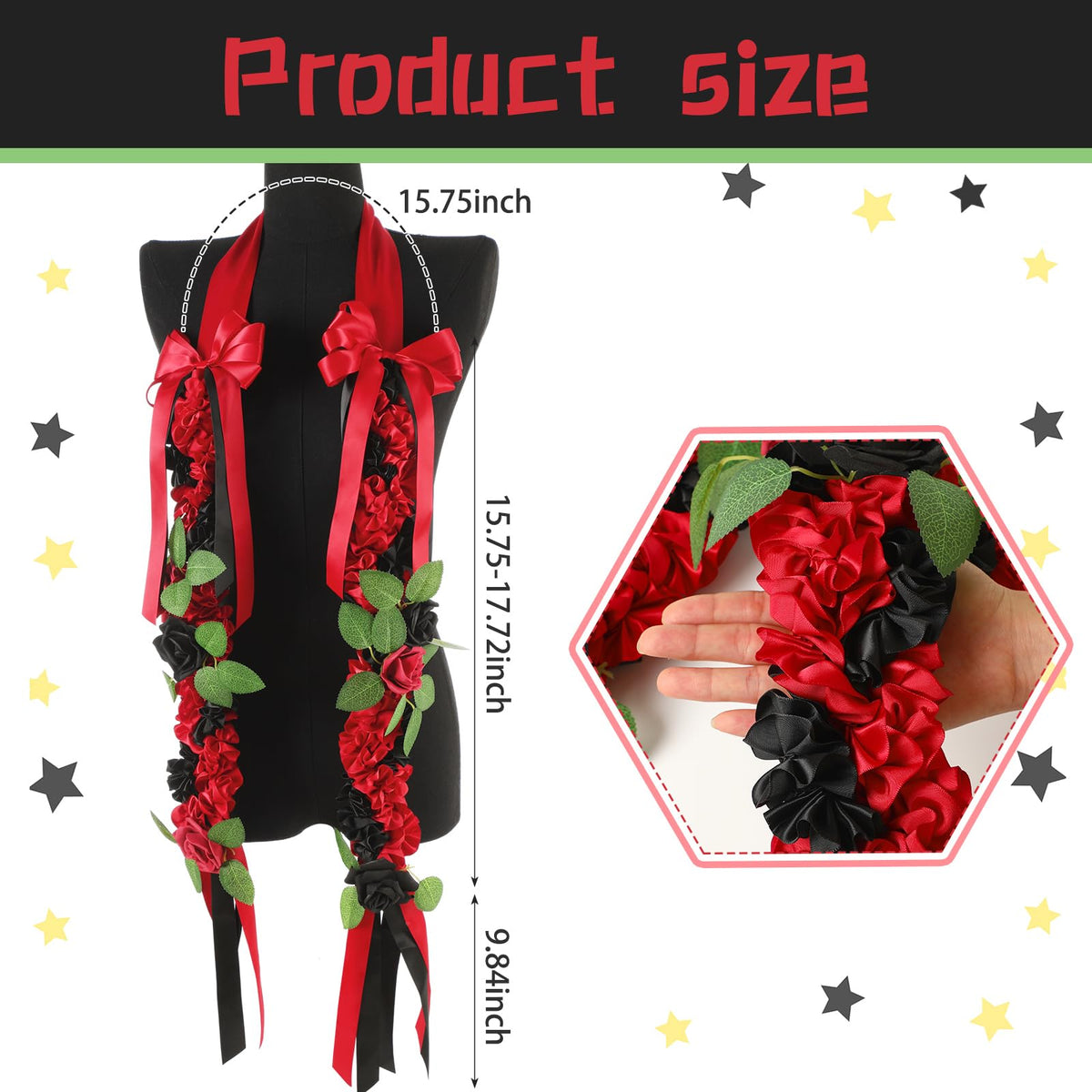 Lyrow rose garland lei with satin finish enhances tropical party decor.