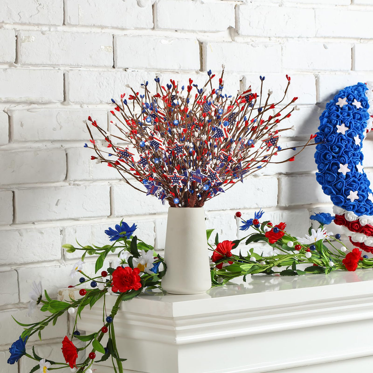 Lyrow patriotic stems crafted from wood and foam for durable decoration