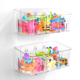 Lysam bath toy storage with three compartments for organized playtime