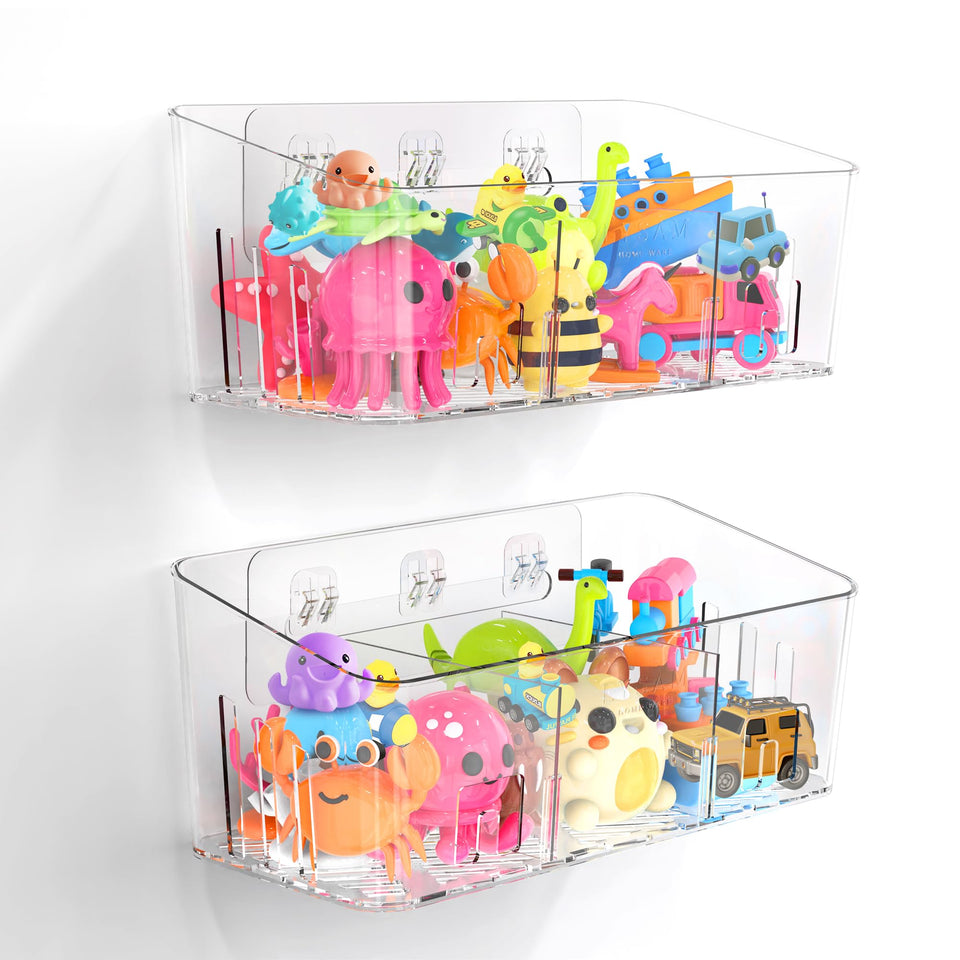 Lysam bath toy storage with three compartments for organized playtime