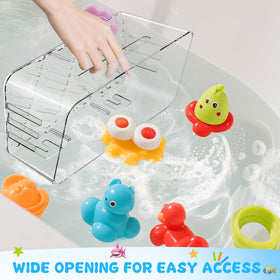 Lysam bath toy storage keeps bath area tidy and organized