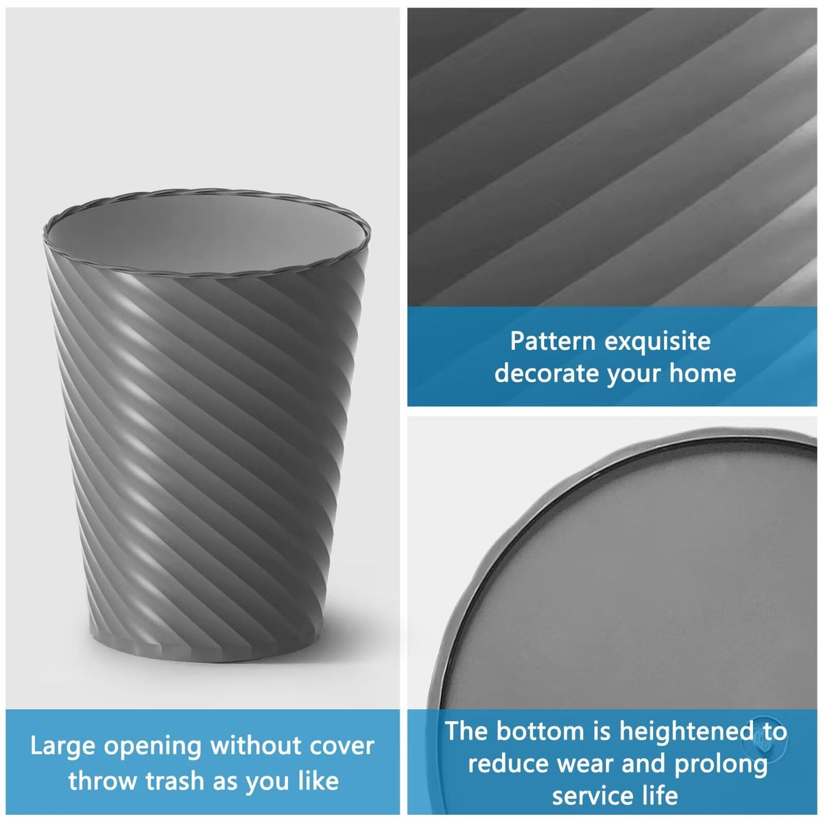 Lysam trash can threaded design adds a modern look.