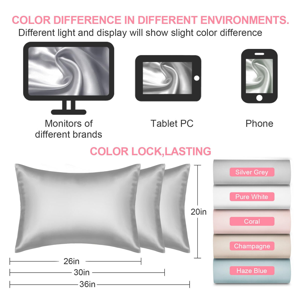 LYSHIN luxurious breathable silk pillowcase for cooling, comfortable sleep.