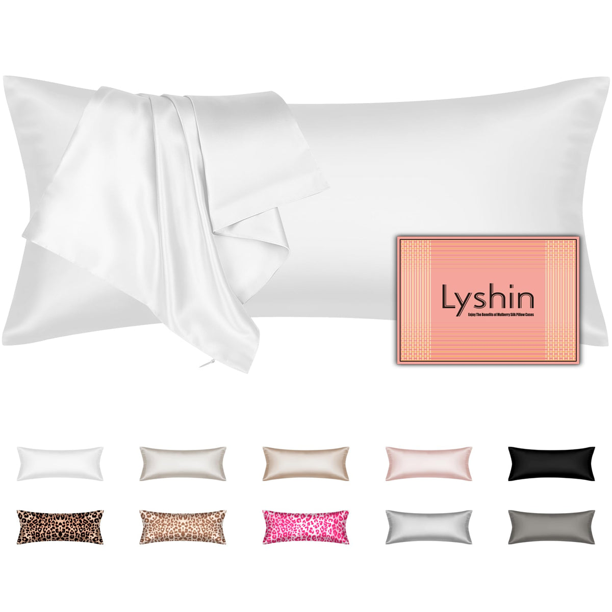 LYSHIN Silk Body Pillow Cover front view with smooth texture for comfortable sleep.