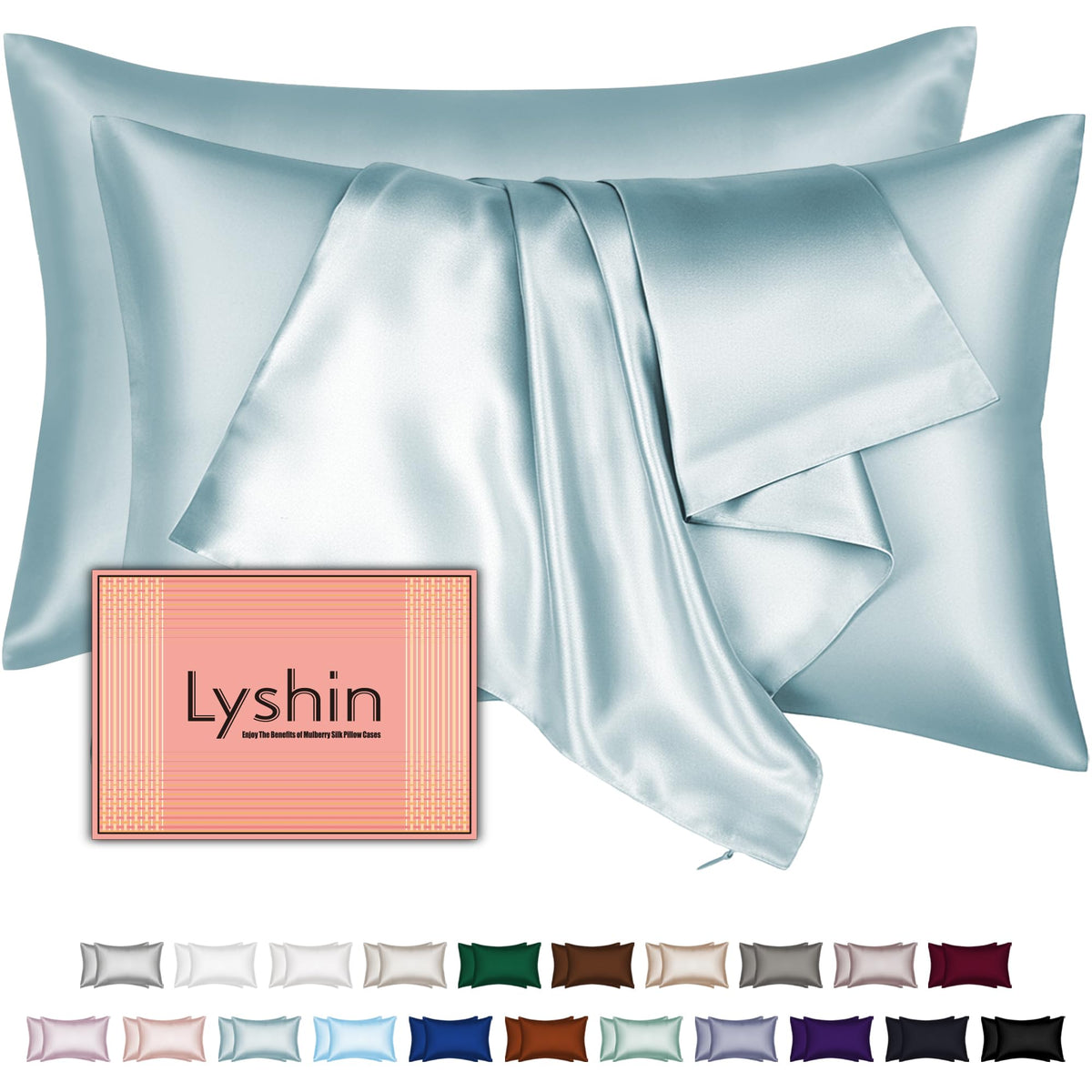 LYSHIN silk pillow cases hidden zipper closeup for secure, comfortable sleep