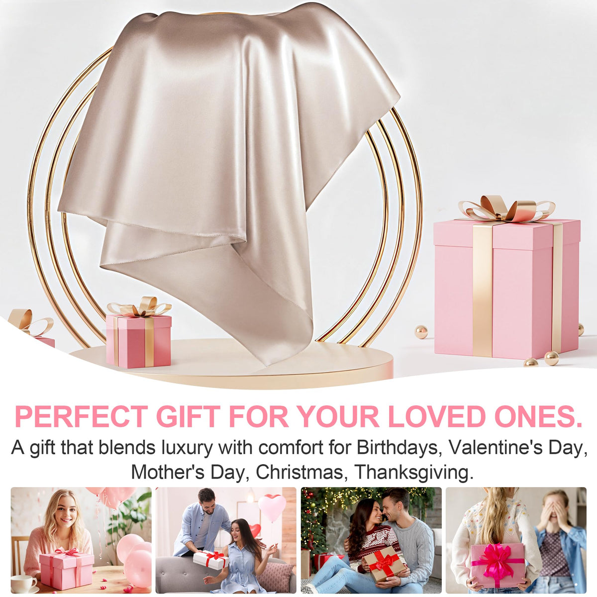 LYSHIN silk pillowcase packaging closeup displaying gift-ready design