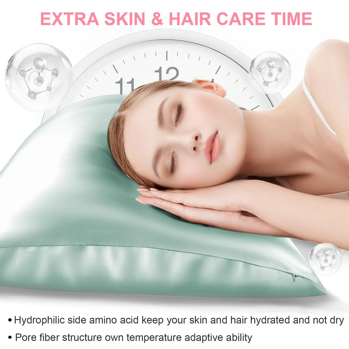 LYSHIN silk pillowcase on bed scene highlights drape and breathable surface
