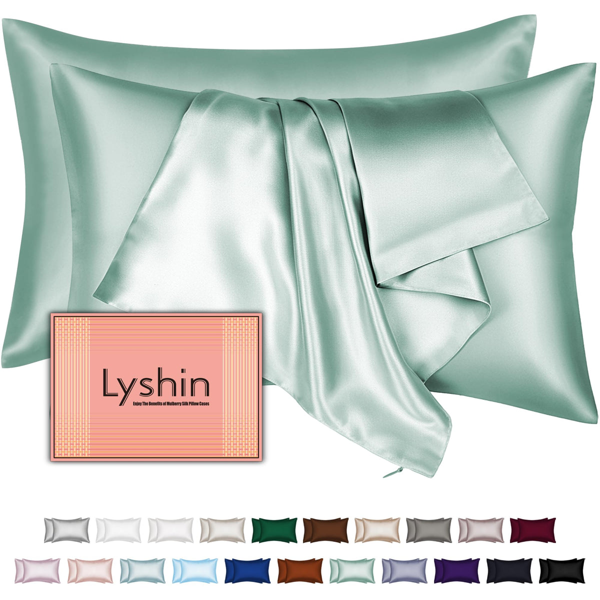 LYSHIN silk pillowcase close-up with glossy mulberry silk for a luxuriously smooth feel