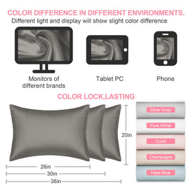 Cool-to-touch LYSHIN silk pillowcase close-up on fabric surface