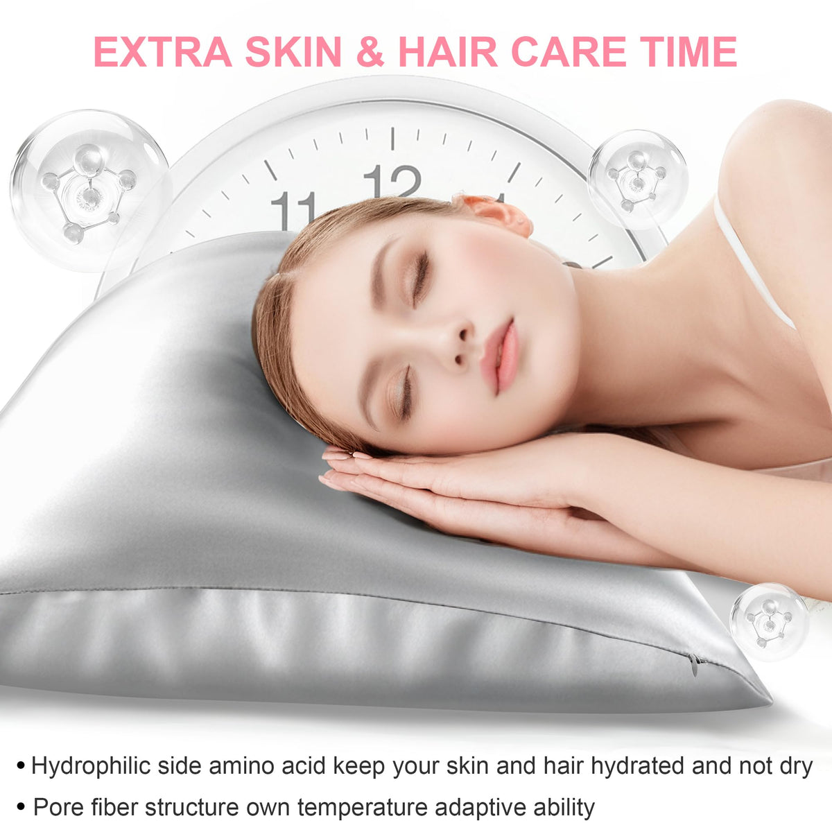 LYSHIN silk pillowcase demonstrating cooling touch for warm nights.