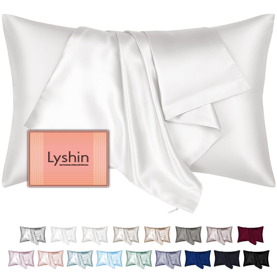 LYSHIN king-size silk pillowcase with hidden zipper for secure fit and clean look