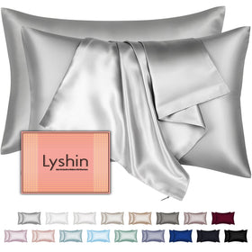 LYSHIN silk pillowcase queen 2-pack with hidden zip for smooth hair and skin care.