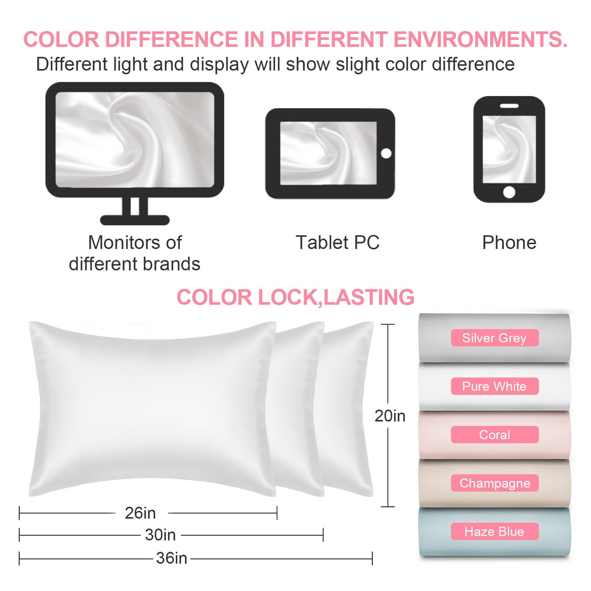 LYSHIN silk pillowcase two-pack king-size set on bed with pillows.