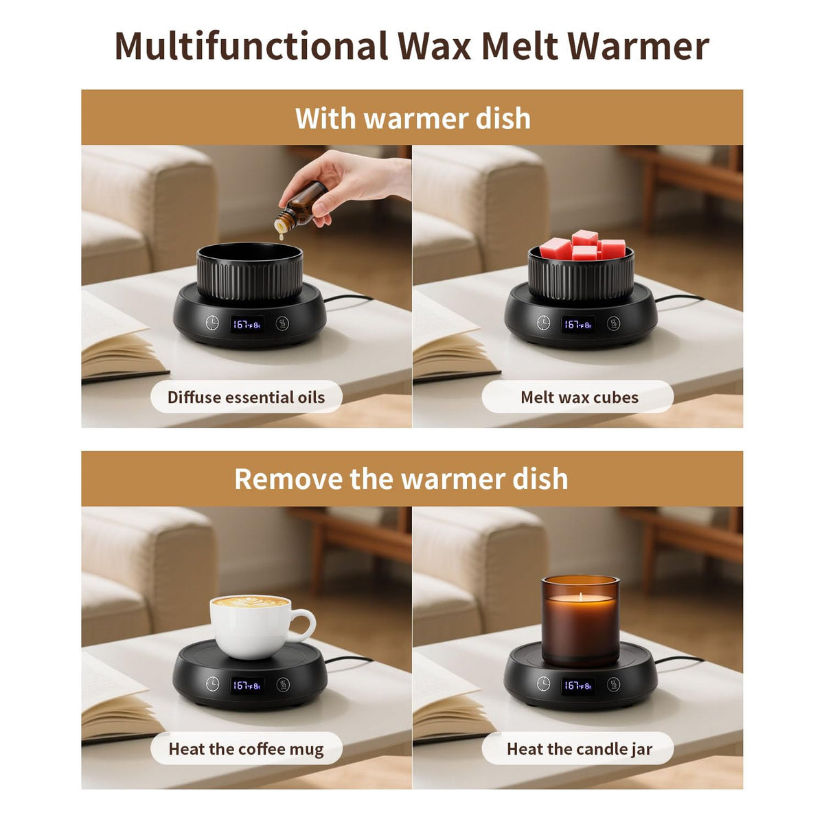 Removable ceramic dish on Lyty wax warmer for simple cleaning