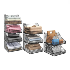Lyuwanxian 4-pack stackable baskets for closet organization