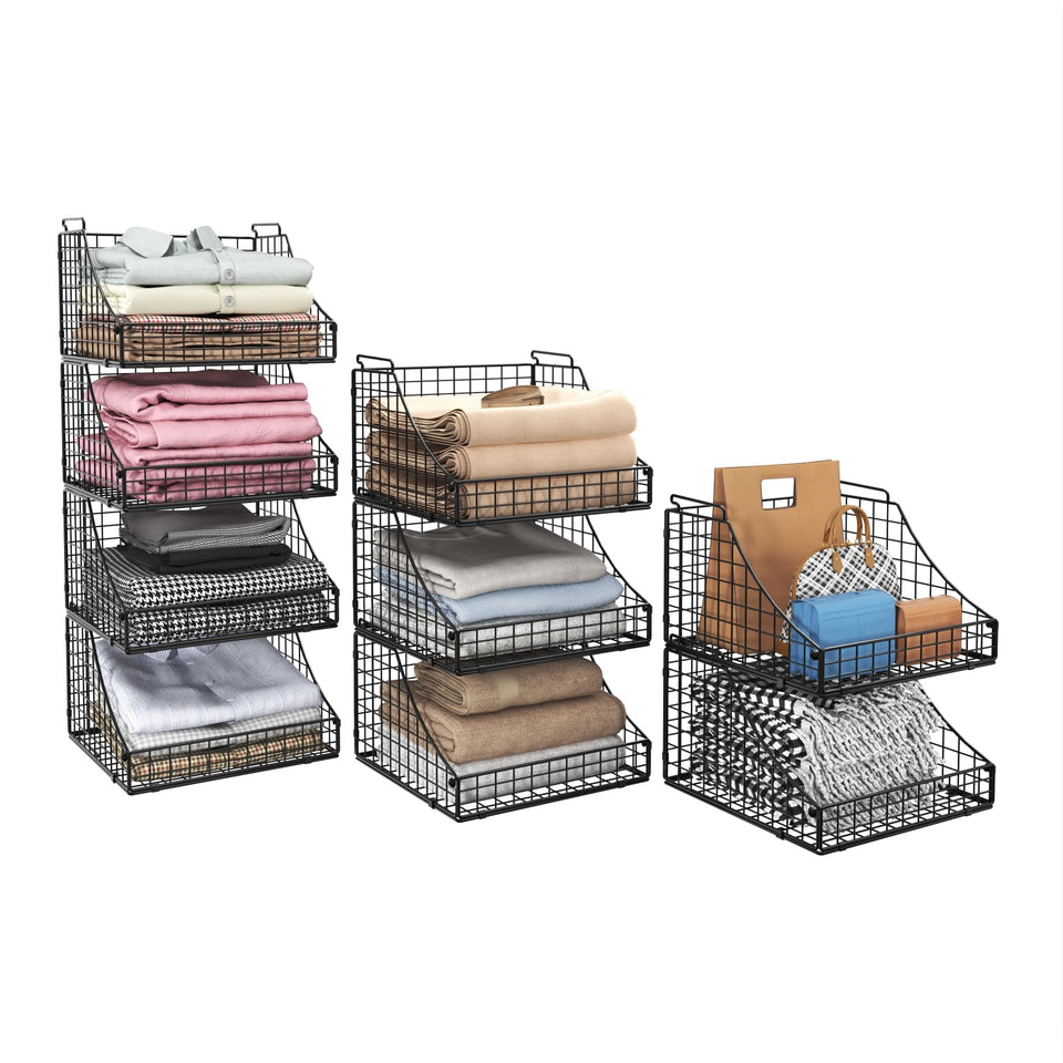 Lyuwanxian 4-pack stackable baskets for closet organization