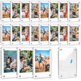 Lzerking acrylic magnetic frame front view for mini photos on fridge, clear display